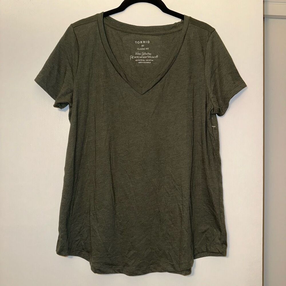 Torrid Solid Olive Green Classic Fit Basic Short Sleeve Tee Womens Medium (00) N